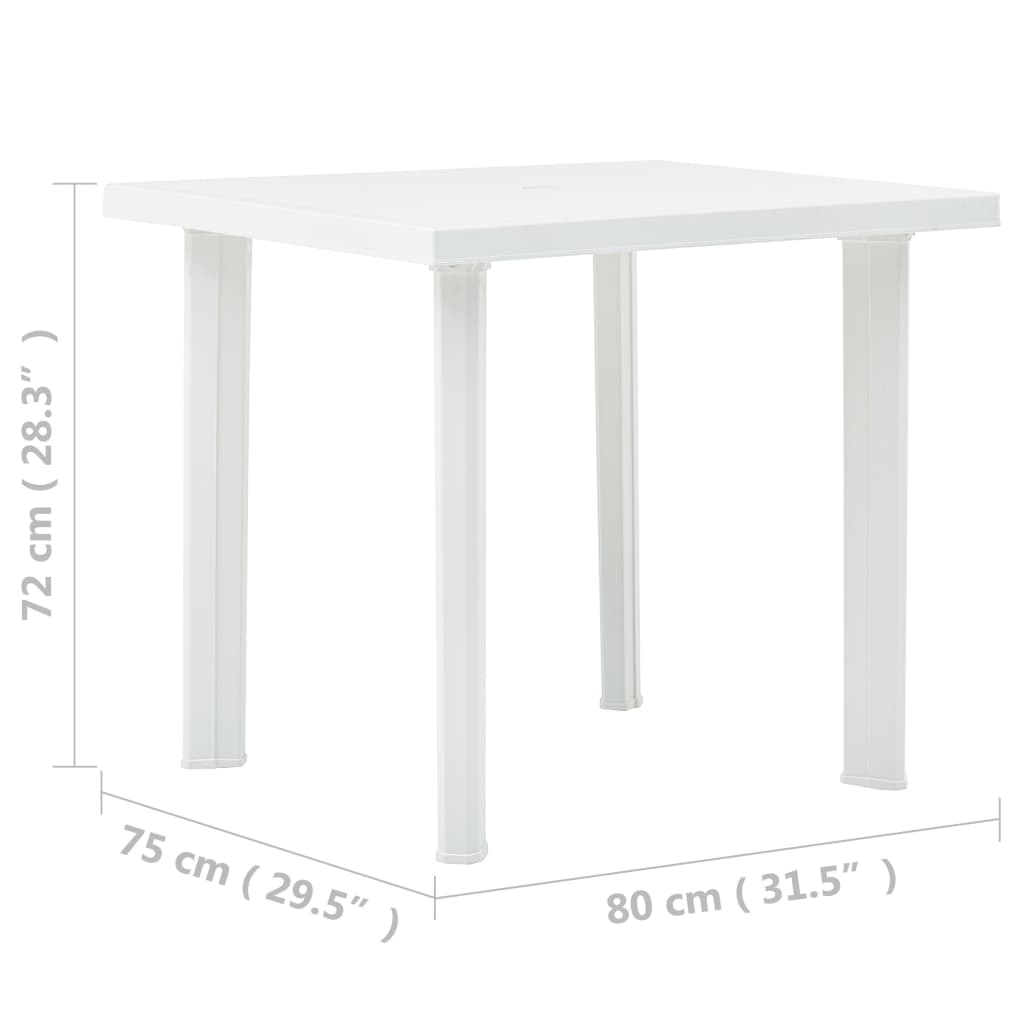 Garden Table White 80x75x72 cm Plastic