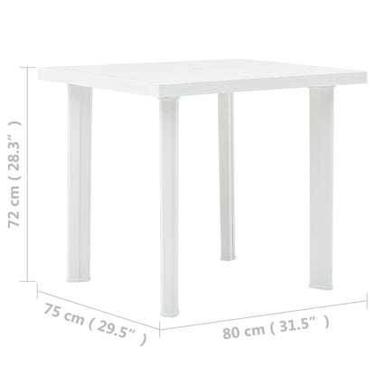 Garden Table White 80x75x72 cm Plastic