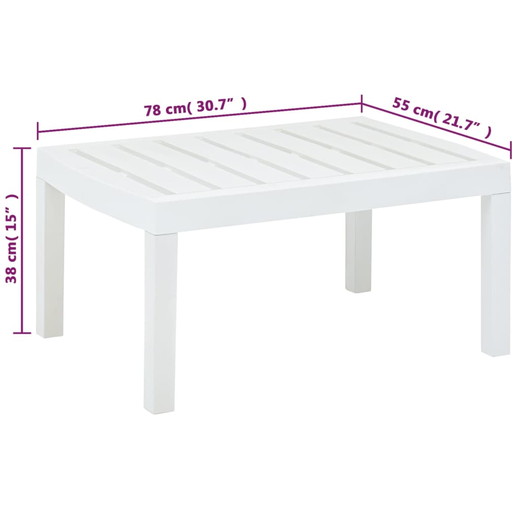 Garden Table White 78x55x38 cm Plastic