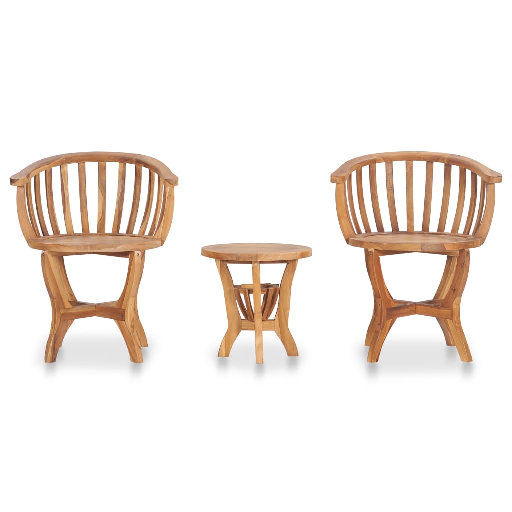 3 Piece Garden Bistro Set Solid Teak Wood