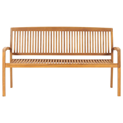 3-Seater Stacking Garden Bench 159 cm Solid Teak Wood