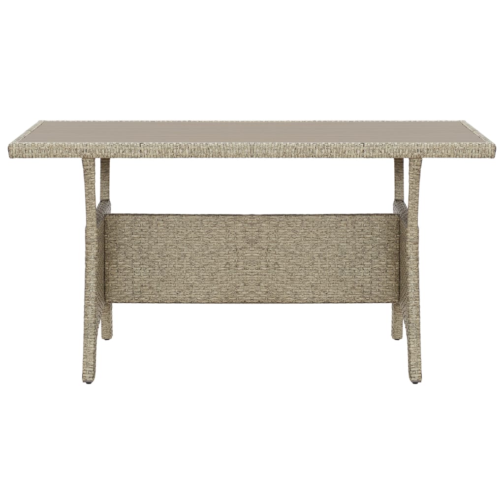 Garden Table Grey 130x70x66 cm Poly Rattan