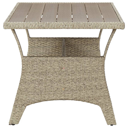 Garden Table Grey 130x70x66 cm Poly Rattan