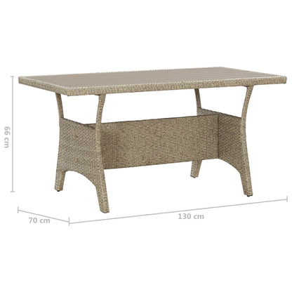 Garden Table Grey 130x70x66 cm Poly Rattan