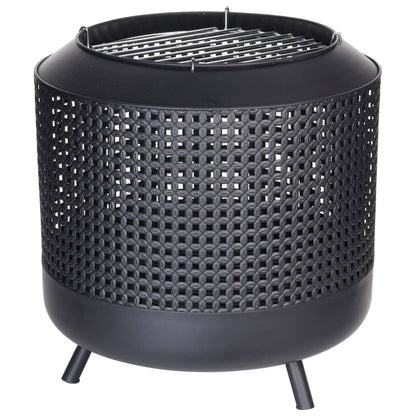 ProGarden Fire Basket With BBQ Grid 50x51 cm Black