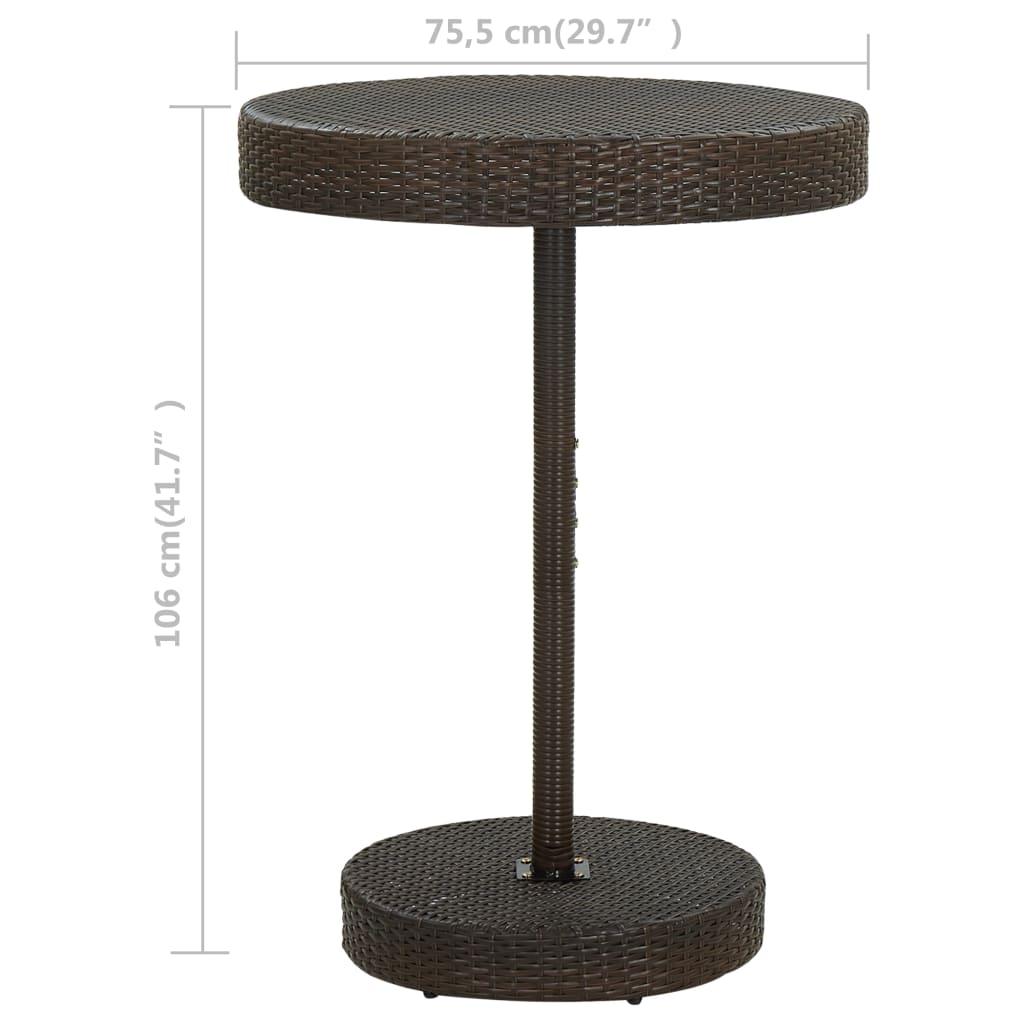 Garden Table Brown 75.5x106 cm Poly Rattan