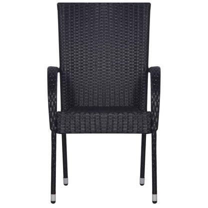 Stackable Outdoor Chairs 4 pcs Poly Rattan Black