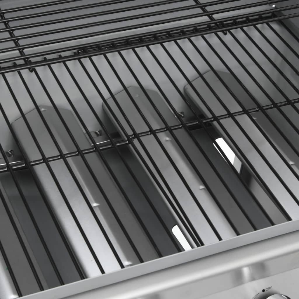 Gas Barbecue Grill 4+1 Cooking Zone Silver Stainless Steel