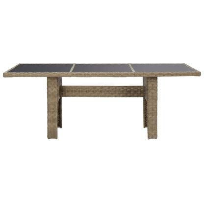 Garden Dining Table Brown 200x100x74 cm Glass and Poly Rattan