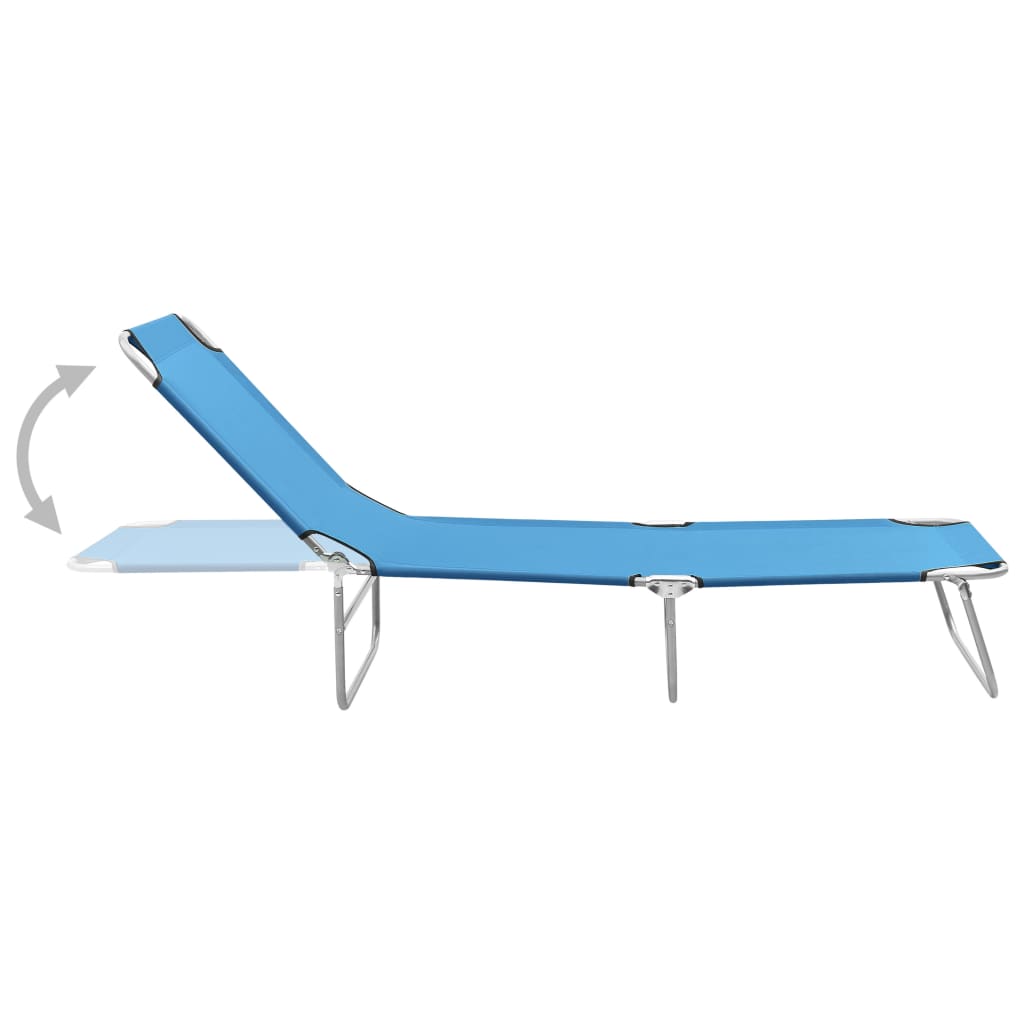 Folding Sun Lounger Steel and Fabric Turquoise Blue