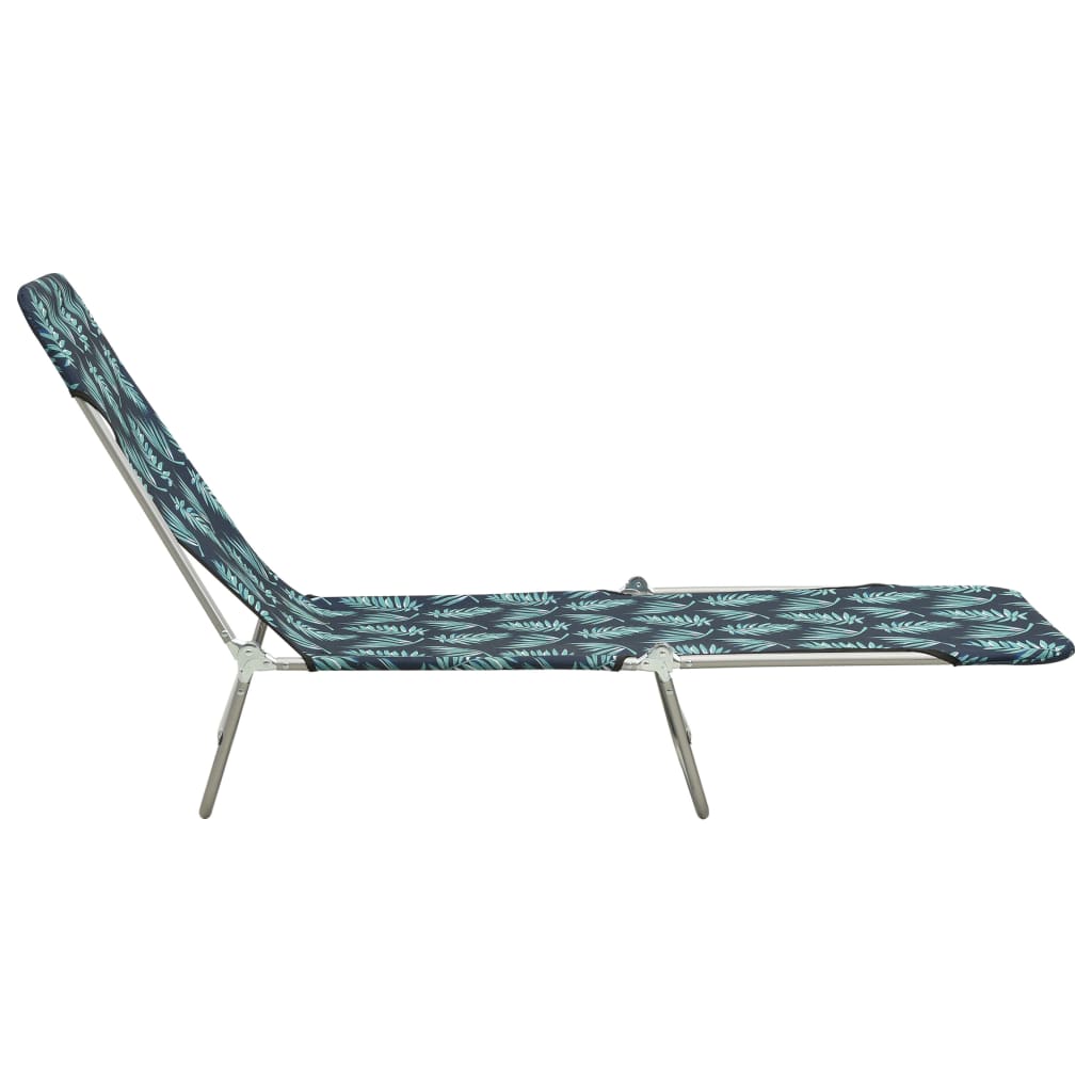 Folding Sun Loungers 2 pcs Steel and Fabric Leaf Pattern