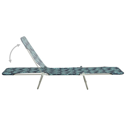 Folding Sun Loungers 2 pcs Steel and Fabric Leaf Pattern