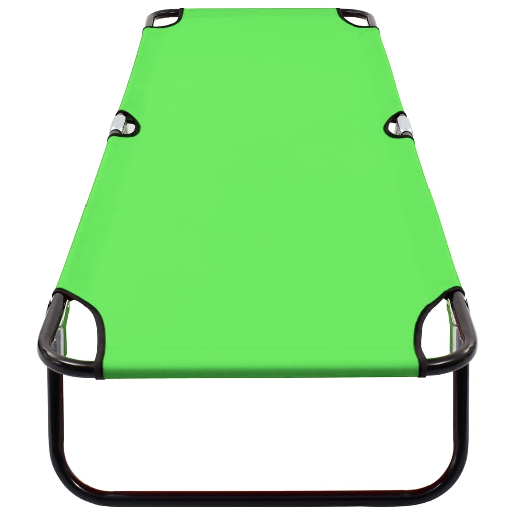 Folding Sun Lounger Steel Green