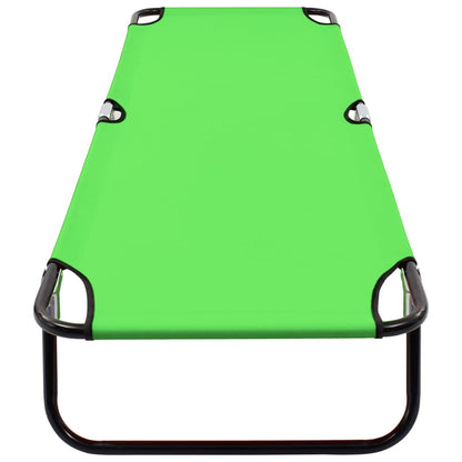 Folding Sun Lounger Steel Green