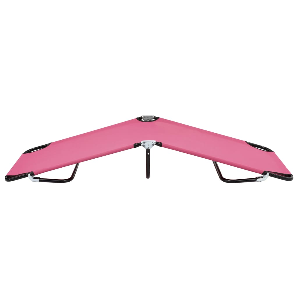 Folding Sun Lounger Steel Pink