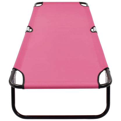 Folding Sun Lounger Steel Pink