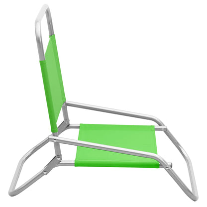 Folding Beach Chairs 2 pcs Green Fabric