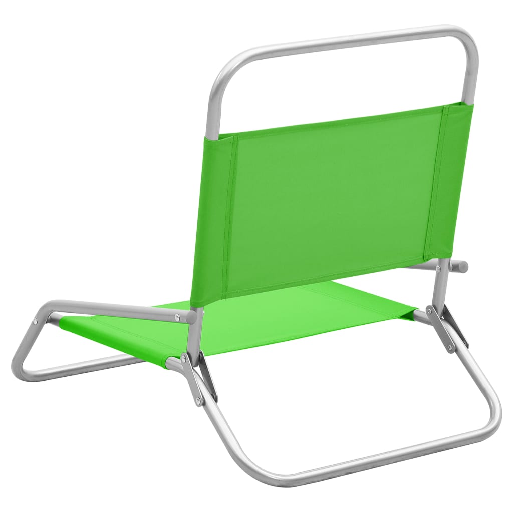 Folding Beach Chairs 2 pcs Green Fabric