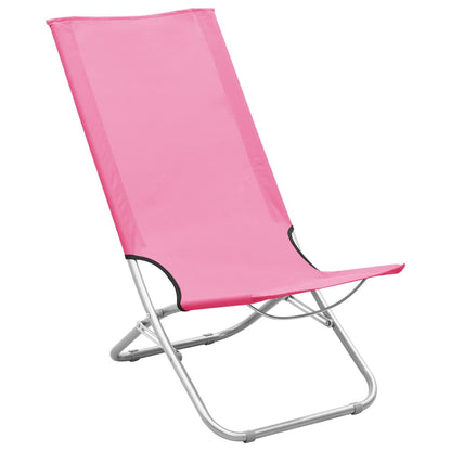 Folding Beach Chairs 2 pcs Pink Fabric