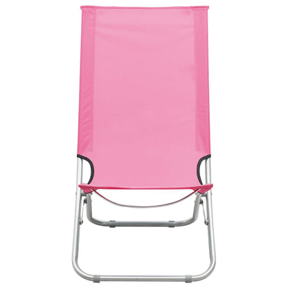 Folding Beach Chairs 2 pcs Pink Fabric