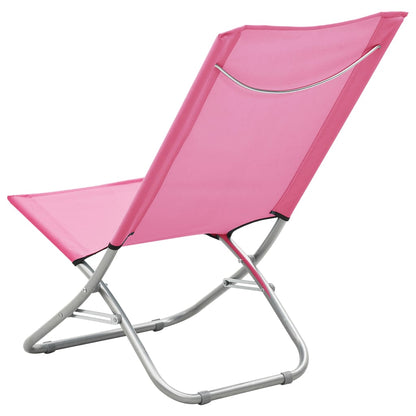 Folding Beach Chairs 2 pcs Pink Fabric