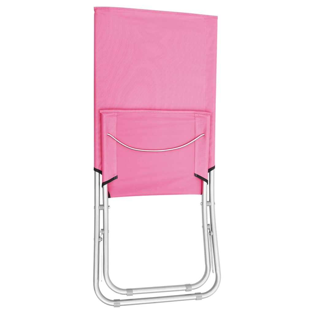 Folding Beach Chairs 2 pcs Pink Fabric