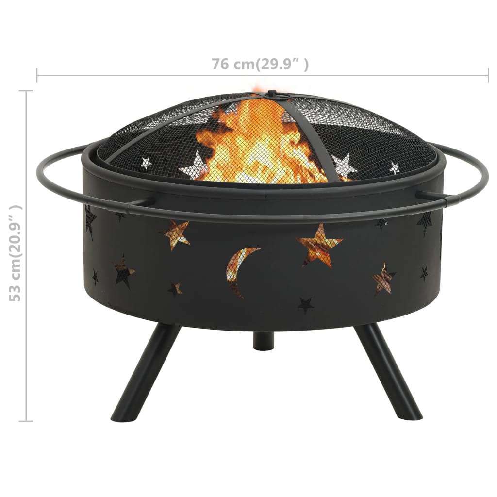 Fire Pit with Poker 76 cm XXL Steel