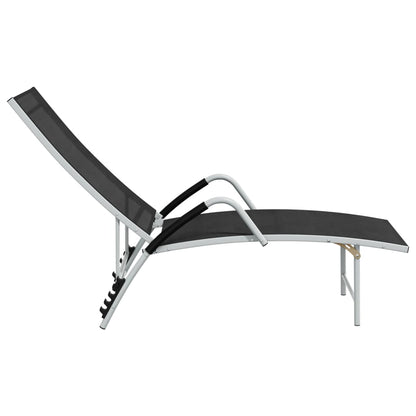 Sun Lounger Textilene and Aluminium Black