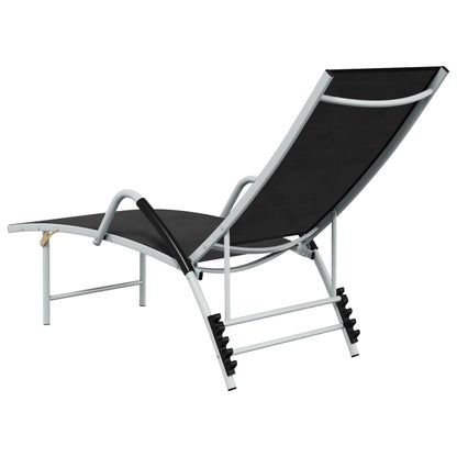 Sun Lounger Textilene and Aluminium Black