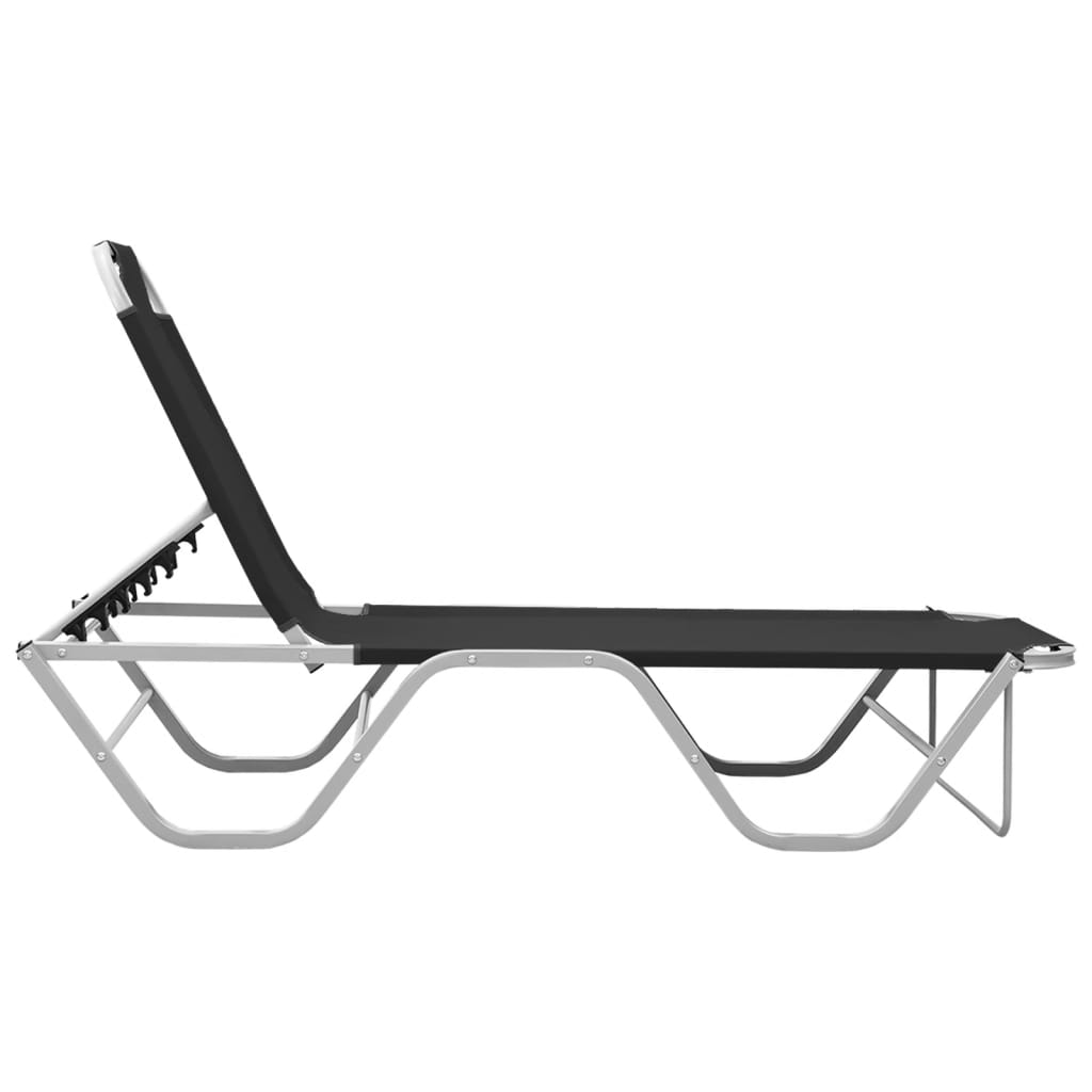 Sun Lounger Aluminium and Textilene Black