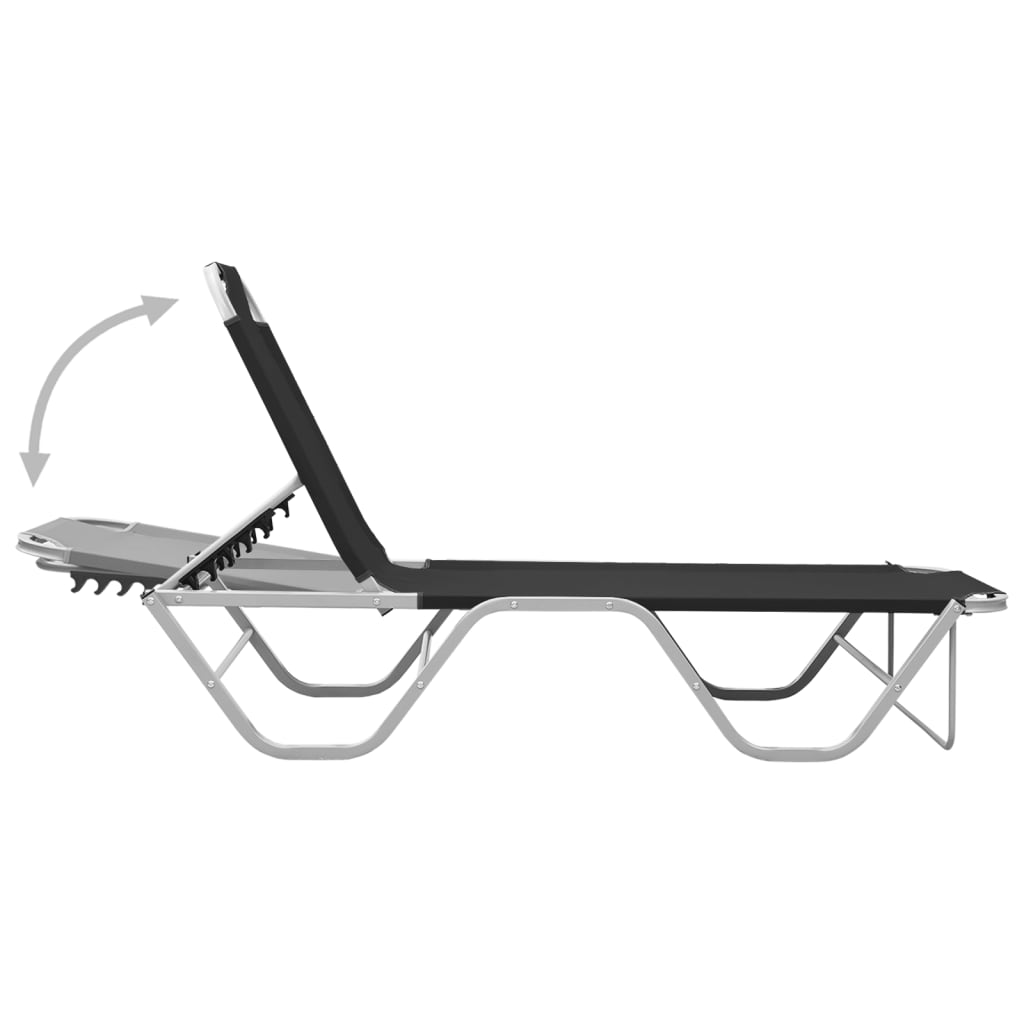 Sun Lounger Aluminium and Textilene Black