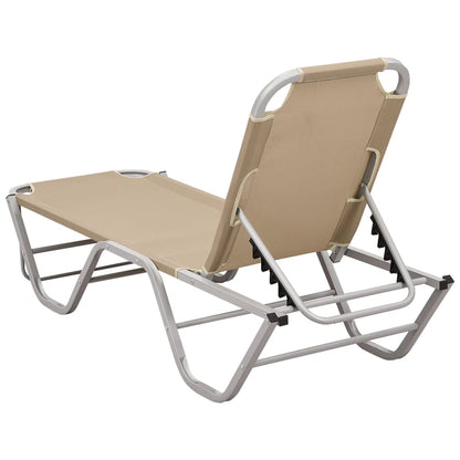 Sun Lounger Aluminium and Textilene Cream