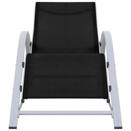 Sun Loungers 2 pcs with Table Aluminium Black