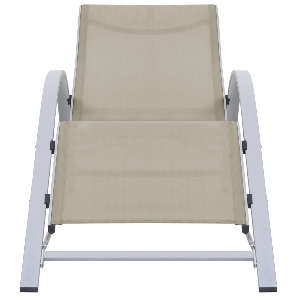 Sun Loungers 2 pcs with Table Aluminium Cream