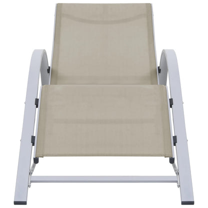 Sun Loungers 2 pcs with Table Aluminium Cream