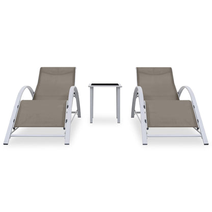 Sun Loungers 2 pcs with Table Aluminium Taupe