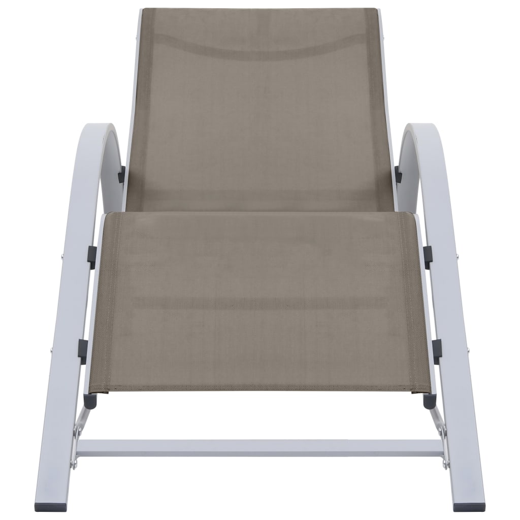 Sun Loungers 2 pcs with Table Aluminium Taupe