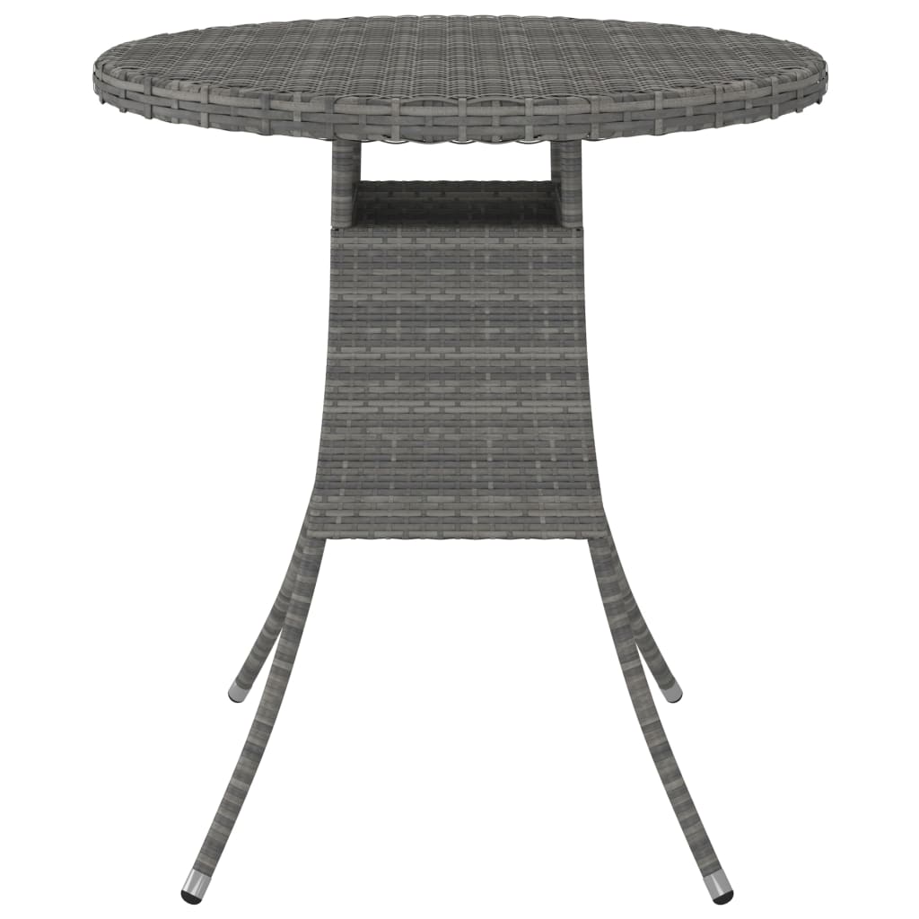 Garden Table Grey 70x70x73 cm Poly Rattan