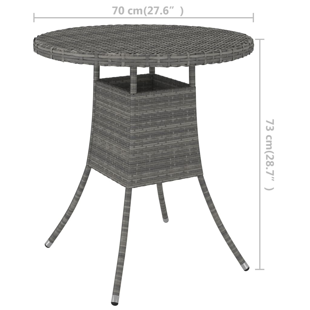 Garden Table Grey 70x70x73 cm Poly Rattan