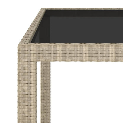 Garden Table Beige 90x90x75 cm Poly Rattan