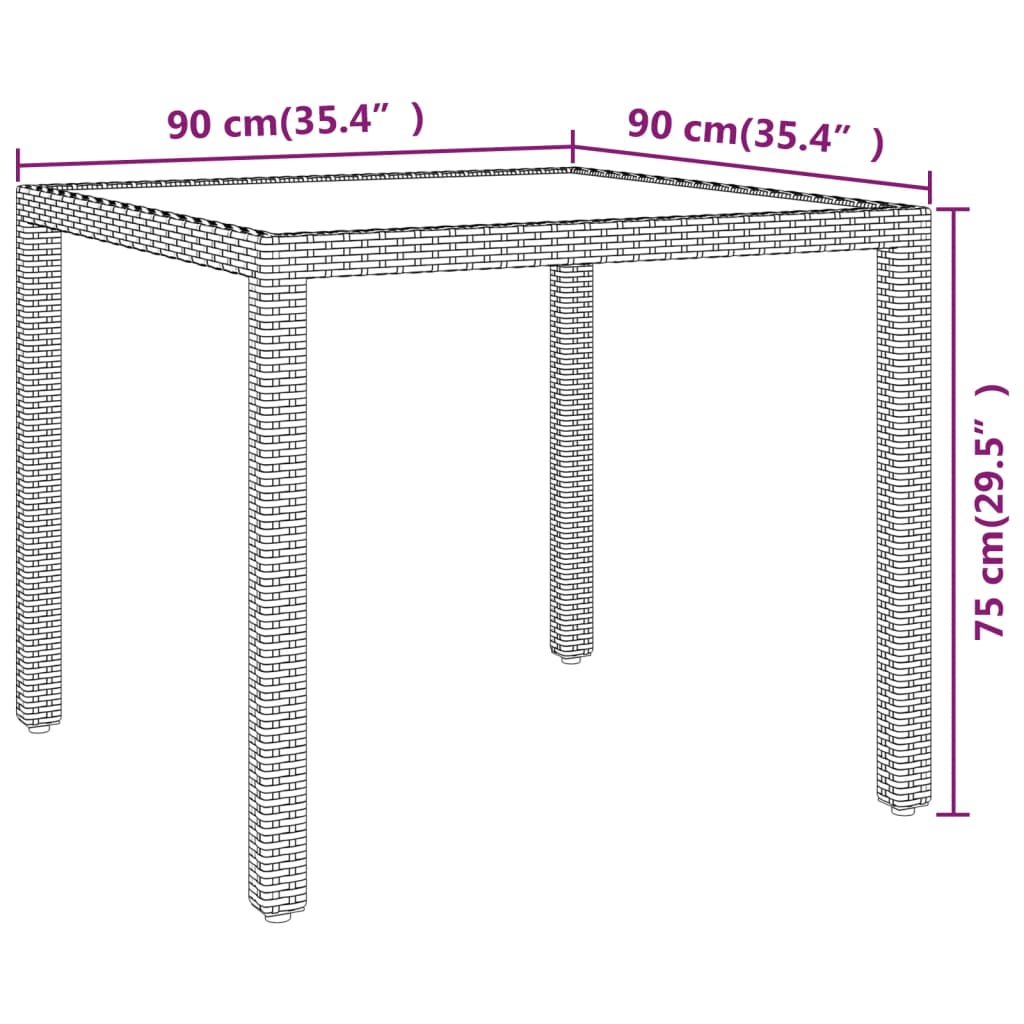 Garden Table Beige 90x90x75 cm Poly Rattan