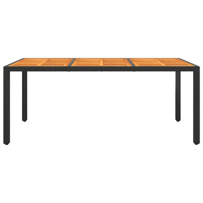 Garden Table 190x90x75 cm Acacia Wood and Poly Rattan Black