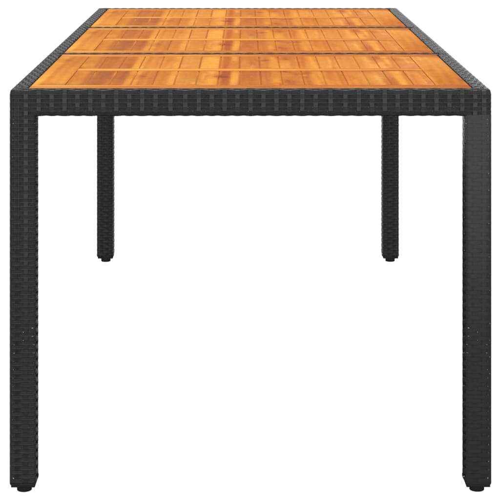 Garden Table 190x90x75 cm Acacia Wood and Poly Rattan Black