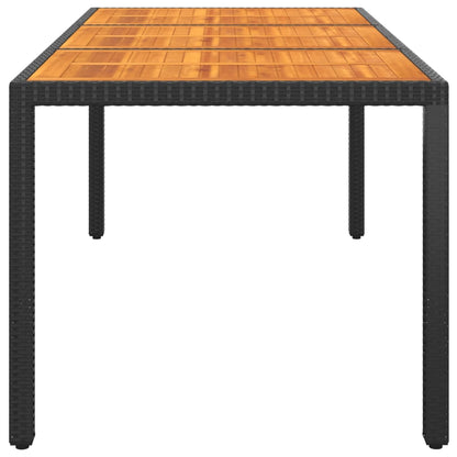 Garden Table 190x90x75 cm Acacia Wood and Poly Rattan Black