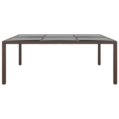 Garden Table with Glass Top Brown 200x150x75 cm Rattan