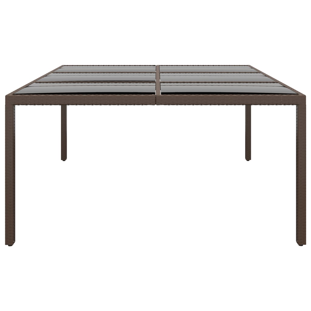 Garden Table with Glass Top Brown 200x150x75 cm Rattan