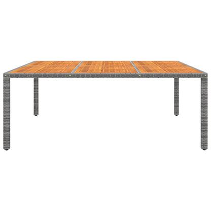 Garden Table 200x150x75 cm Acacia Wood and Poly Rattan Grey