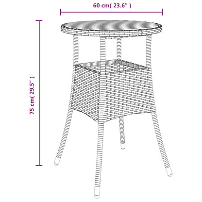 Garden Table Ã˜60x75 cm Acacia Wood and Poly Rattan Black