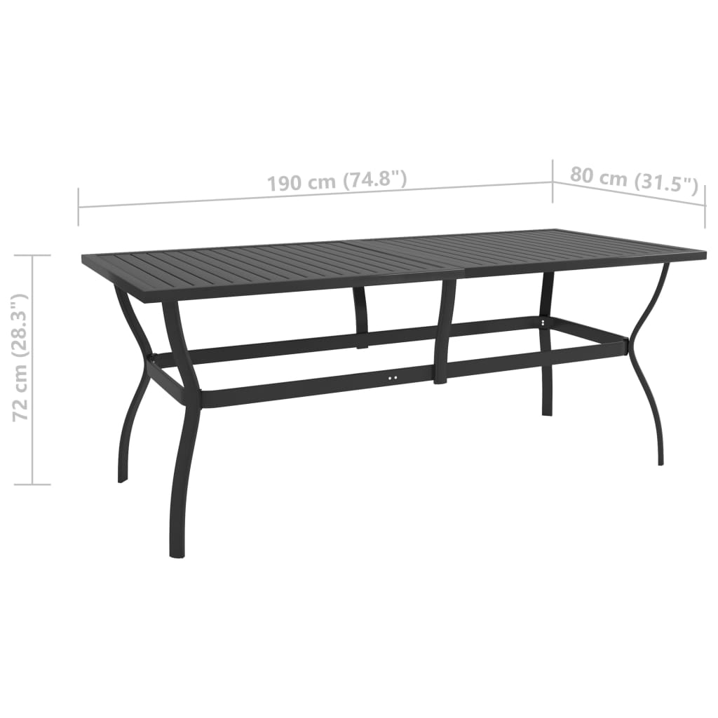 Garden Table Anthracite 190x80x72 cm Steel