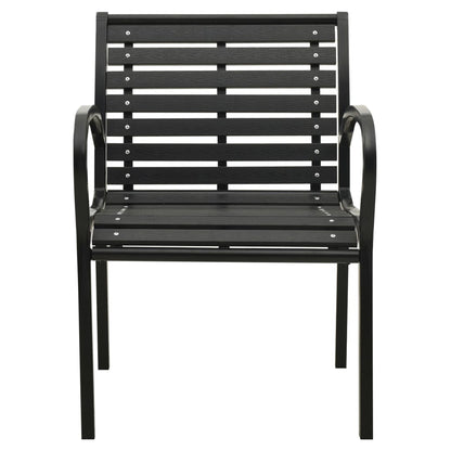 Garden Chairs 2 pcs Steel and WPC Black